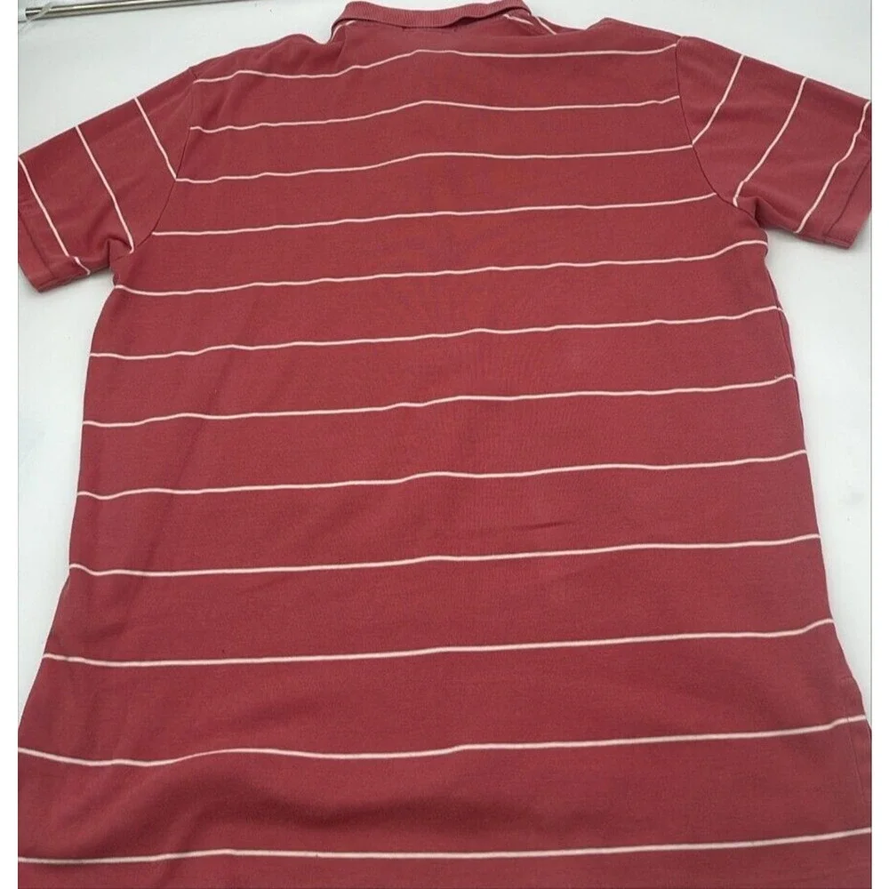 Polo Ralph Lauren Shirt Men’s Large Pink Striped Short Sleeve Soft Mesh
